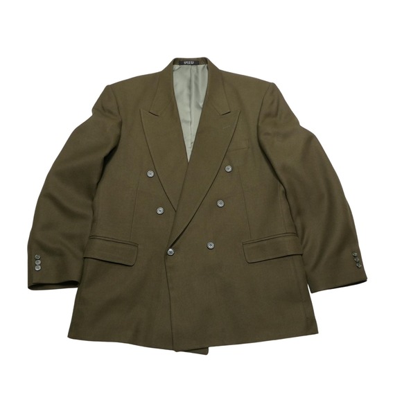 Raffinati Double‎ Breasted Blazer Mens 42R Olive Green Peak Lapel Made in USA